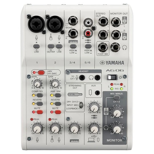 Yamaha AG06MK2 Live Streaming Mixer (White)